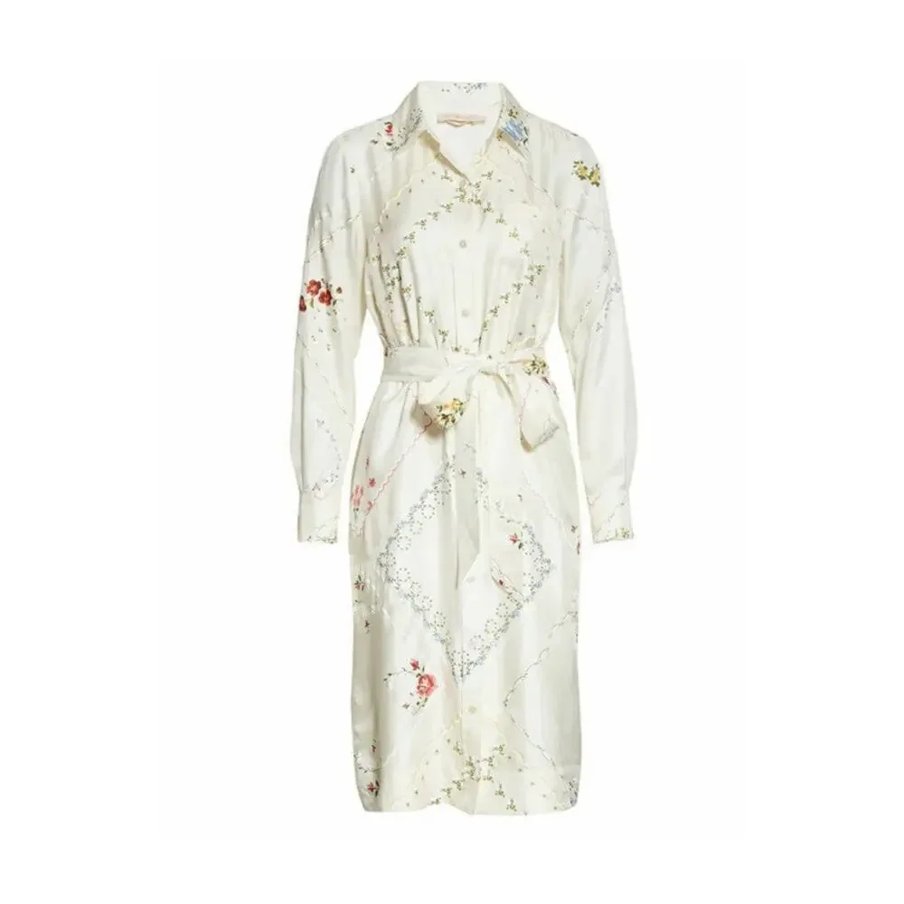 Tory Burch 10 2020 Silk Printed Ivory Tea Dress